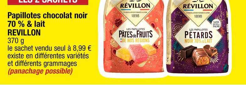 papillotes chocolat noir 70% & lait revillon