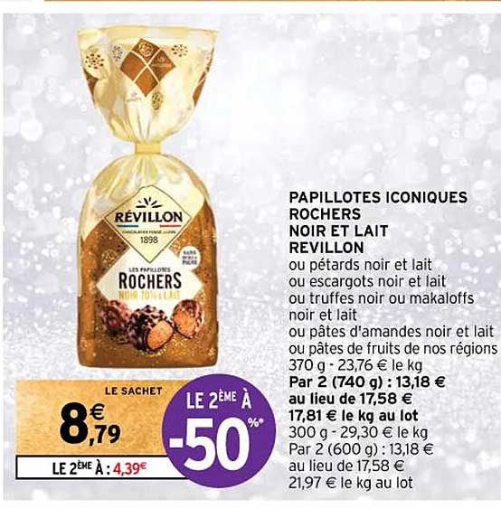 papillotes iconiques rochers noir et lait revillon