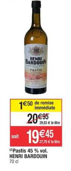 pastis 45% vol. henri bardouin