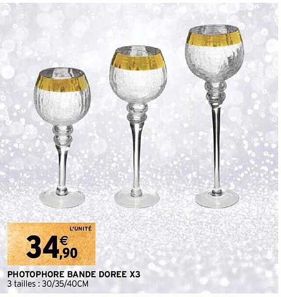 photophore bande dorée x3