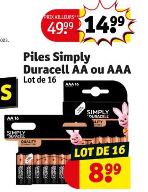 piles simply duracell AA ou AAA