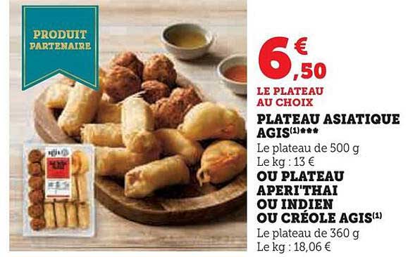 plateau asiatique agis ou plateau aperi'thai ou indien ou créole agis