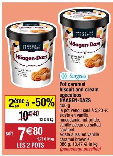 pot caramel biscuit and cream spéculoos häagen-dazs
