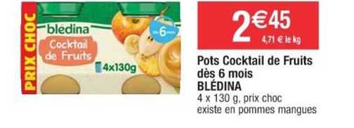 pots cocktail de fruits dès 6 mois blédina