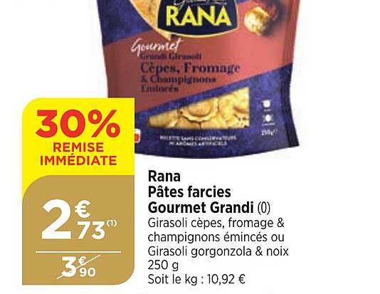 rana pâtes farcies gourmet grandi 30% remise immédiate