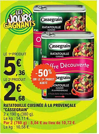 Ratatouille Cuisinée à La Provençale "cassegrain"