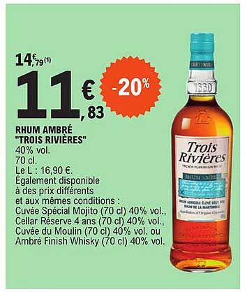 rhum ambré "trois rivières"