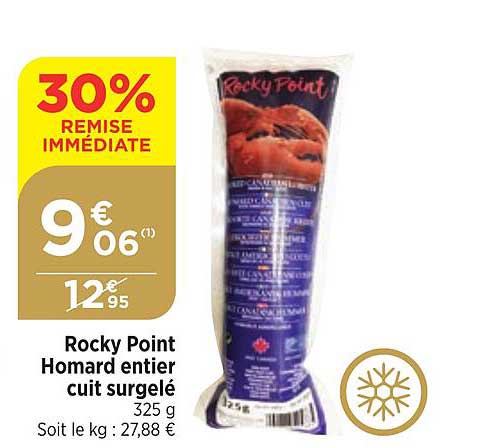rocky point homard entier cuit surgelé 30% remise immédiate