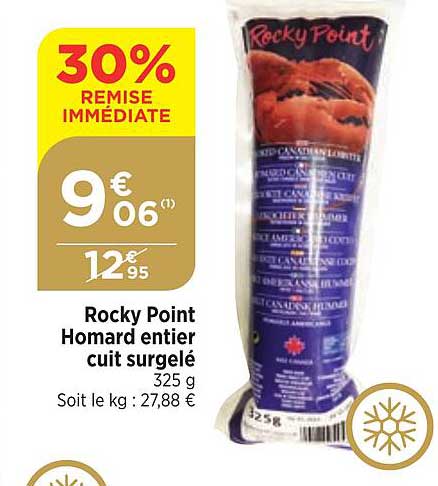 rocky point homard entier cuit surgelé 30% remise immédiate