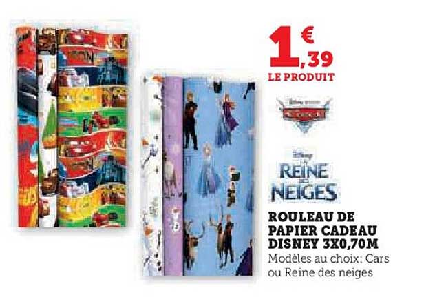 rouleau de papier cadeau disney 3 x 0,70 m la reine des neiges