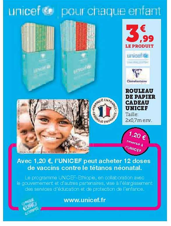 rouleau de papier cadeau unicef