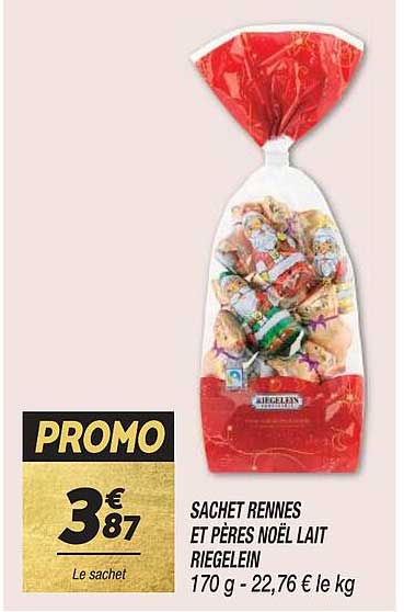 sachet rennes et pères noël lait riegelein