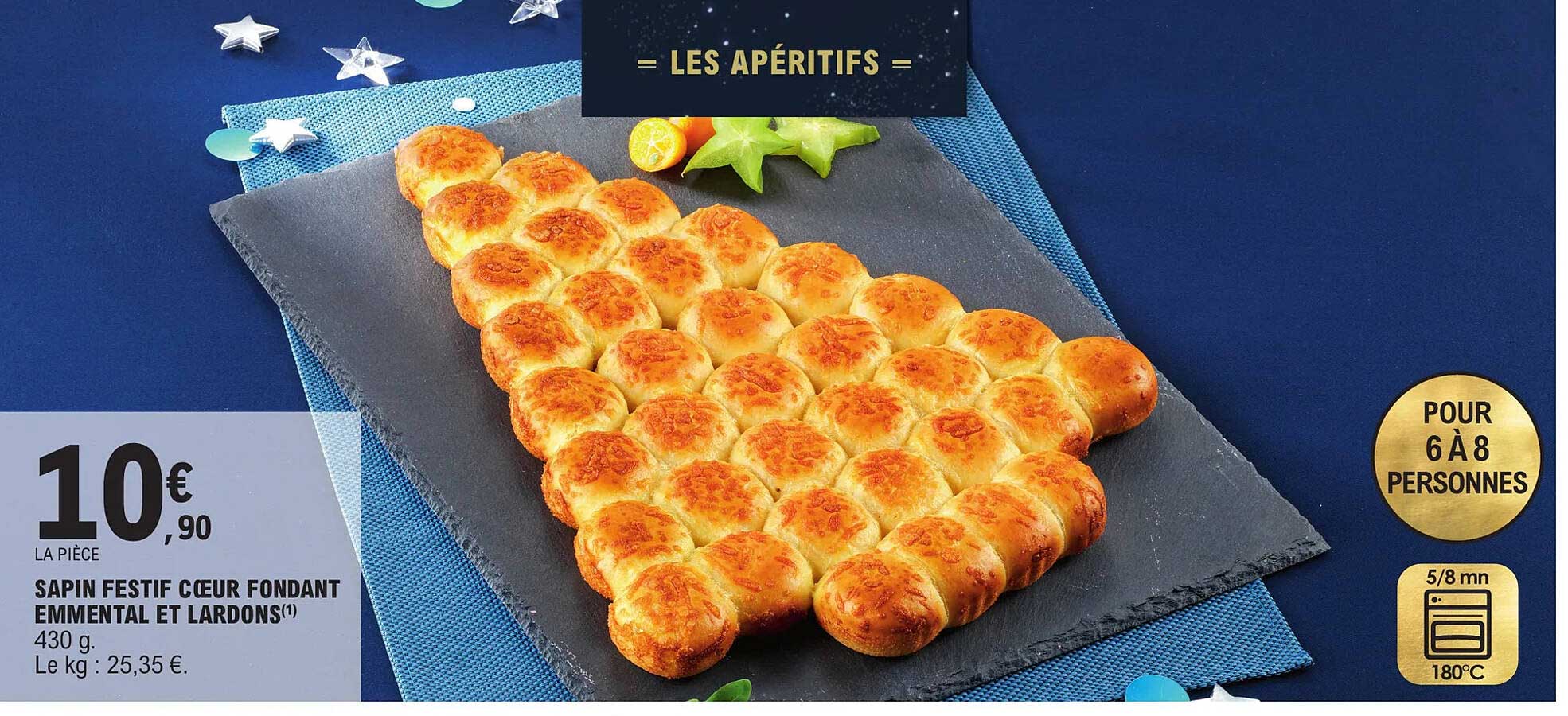 sapin festif cœur fondant emmental et lardons