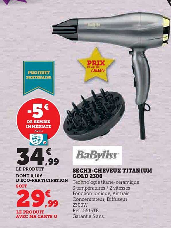 sèche-cheveux titanium gold 2300 babyliss
