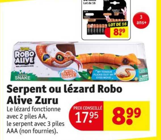 serpent ou lézard robo alive zuru