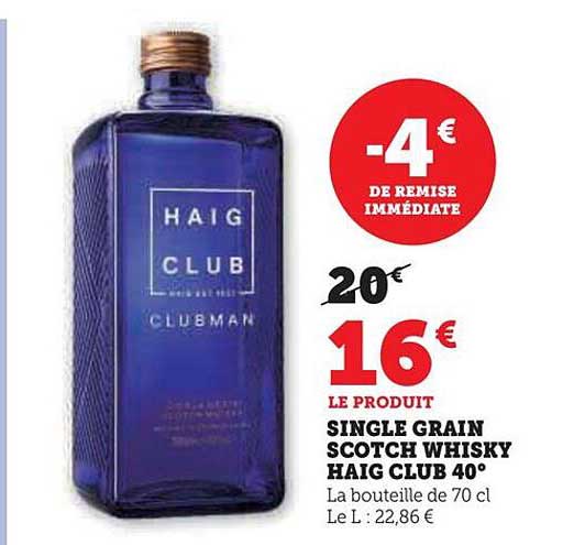 single grain scotch whisky haig club 40°