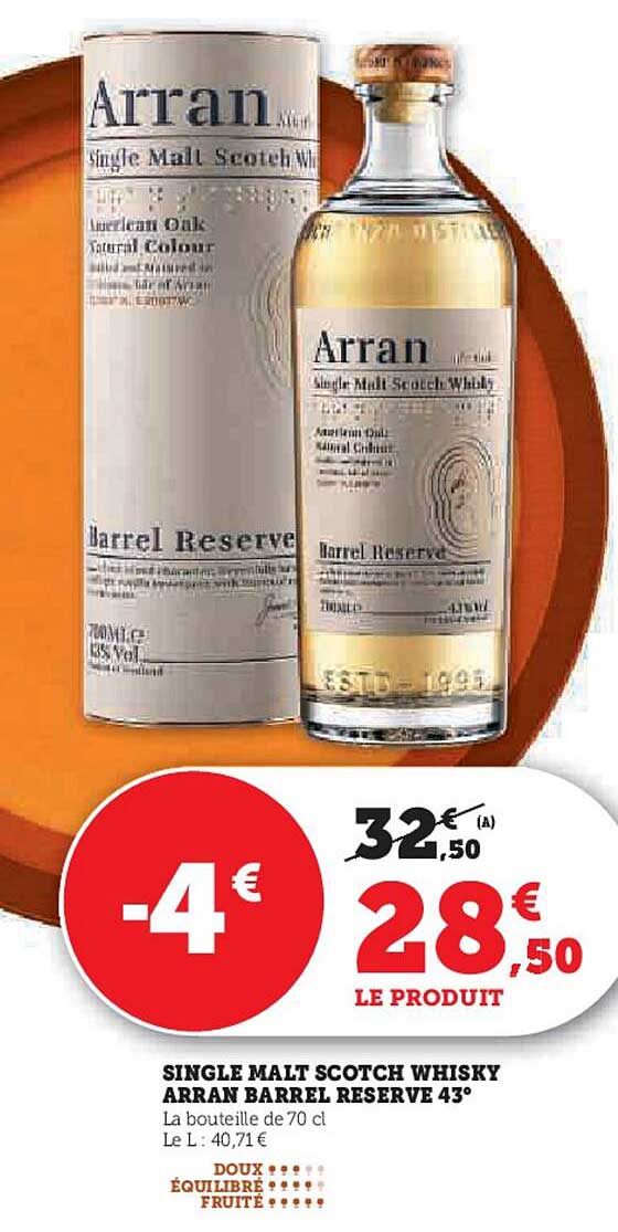 single malt scotch whisky arran barrel reserve 43°