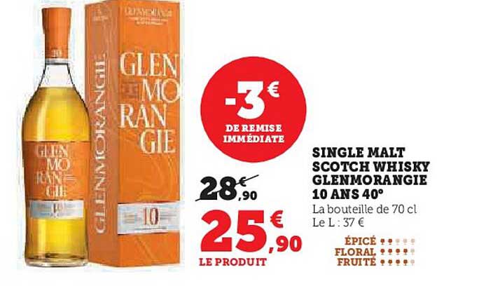 Single Malt Scotch Whisky Glenmorangie 10 Ans 40°