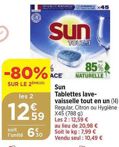 sun tablettes lave-vaisselle tout en un