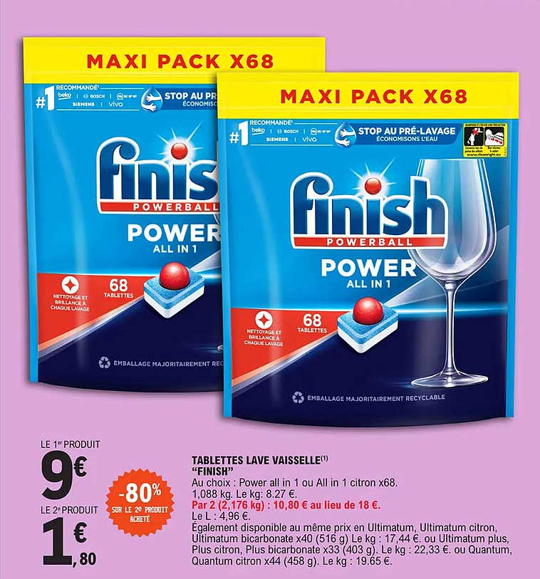 tablettes lave vaisselle "finish"