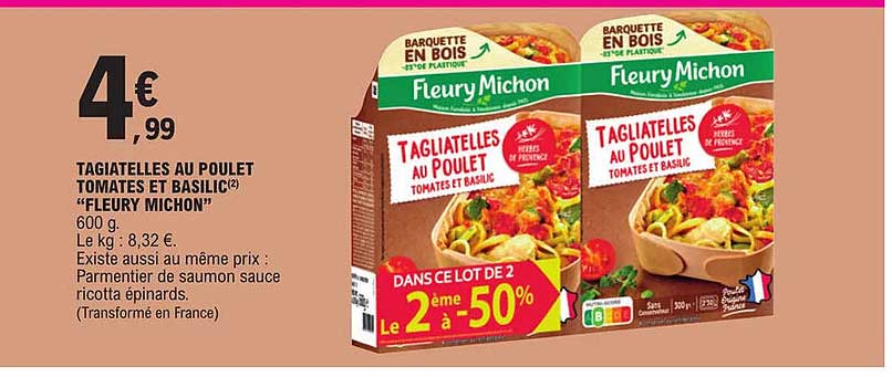 tagliatelles au poulet tomates et basilic "fleury michon"