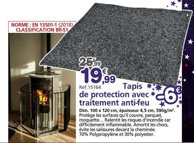 tapis de protection avec traitement anti-feu