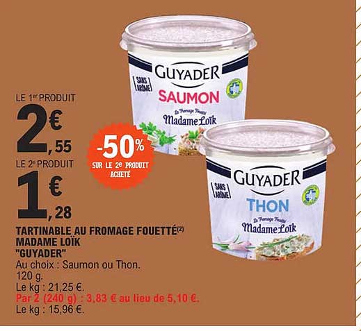 tartinable au fromage fouetté madame loïk "guyader"