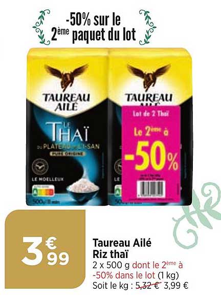 Taureau Ailé Riz Thaï