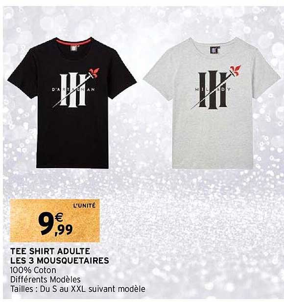 tee shirt adulte les 3 mousquetaires