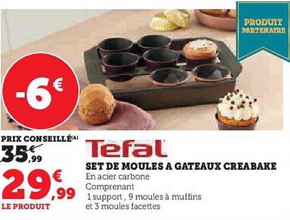 tefal set de moules à gateau creabake