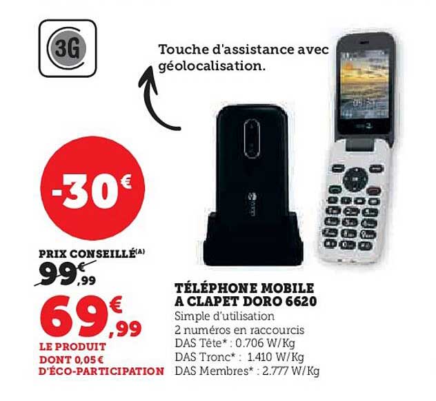 Téléphone Mobile A Clapet Doro 6620