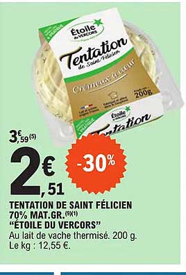 tentation de saint félicien 70% mat gr "étoile du vercors"