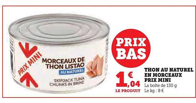 thon au naturel en morceaux prix mini