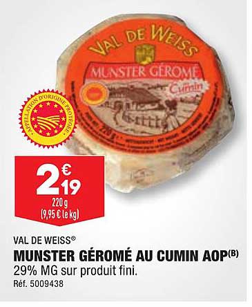 val de weiss munster géromé au cumin aop
