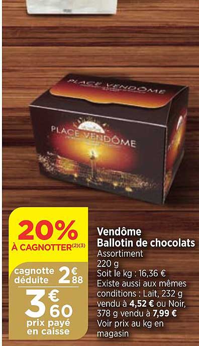 vendôme ballotin de chocolats