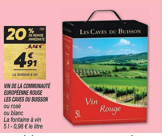 vin de la communauté européenne rouge les caves du buisson