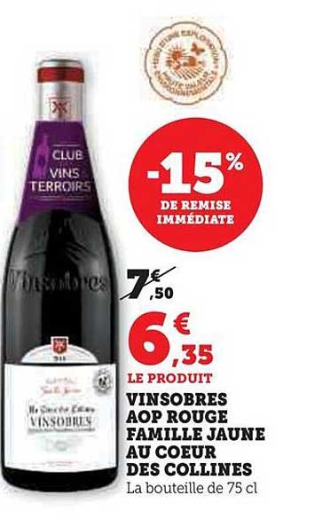 vinsobres aop rouge famille jaune au cœur des collines