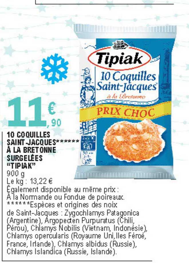 10 coquilles saint jacques à la bretonne surgelées "tipiak"