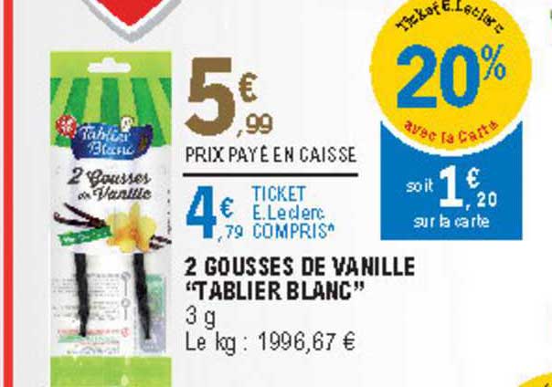 2 gousses de vanille "tablier blanc"