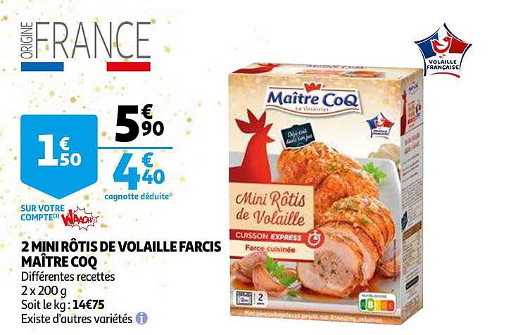 2 mini rôtis de volaille farcis maître coq