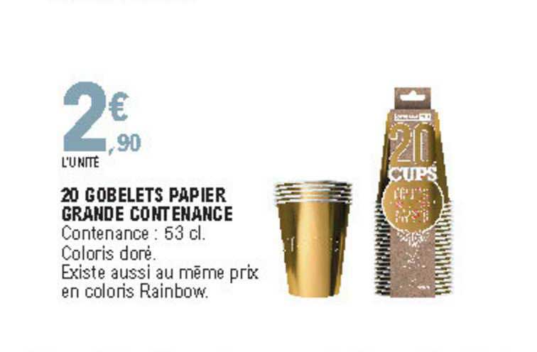 20 gobelets papier grande contenance