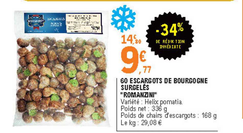 60 escargots de bourgogne surgelés "romanzini"