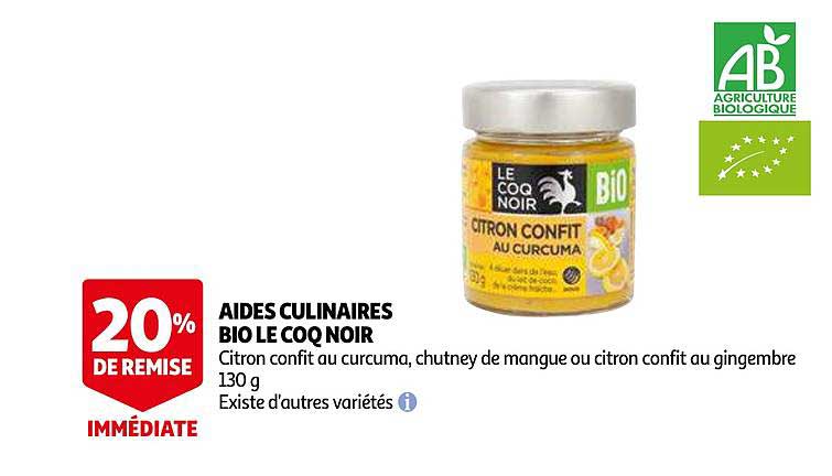 aides culinaires bio le coq noir 20% de remise immédiate