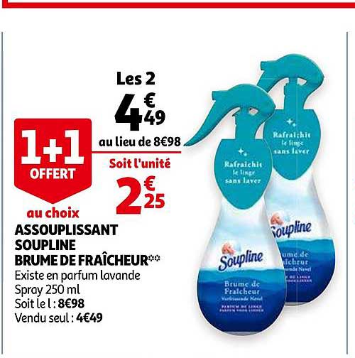 assouplissant soupline brume de fraîcheur 1+1 offert au choix