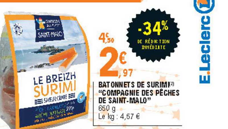 bâtonnets de surimi "compagnie des pêches de saint-malo"