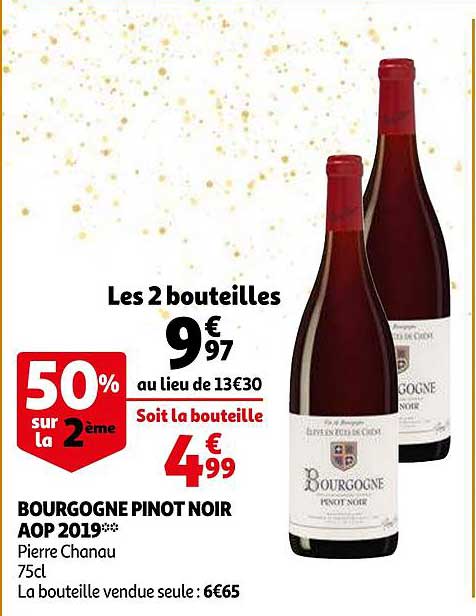 bourgogne pinot noir aop 2019 pierre chanau 50% sur le 2ème