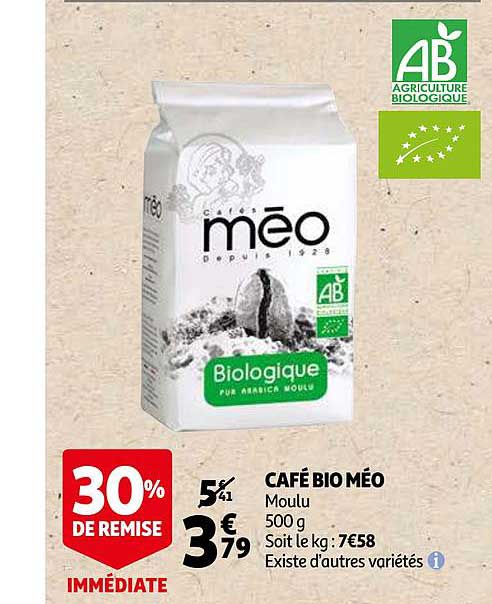 Café Bio Méo 30% De Remise Immédiate