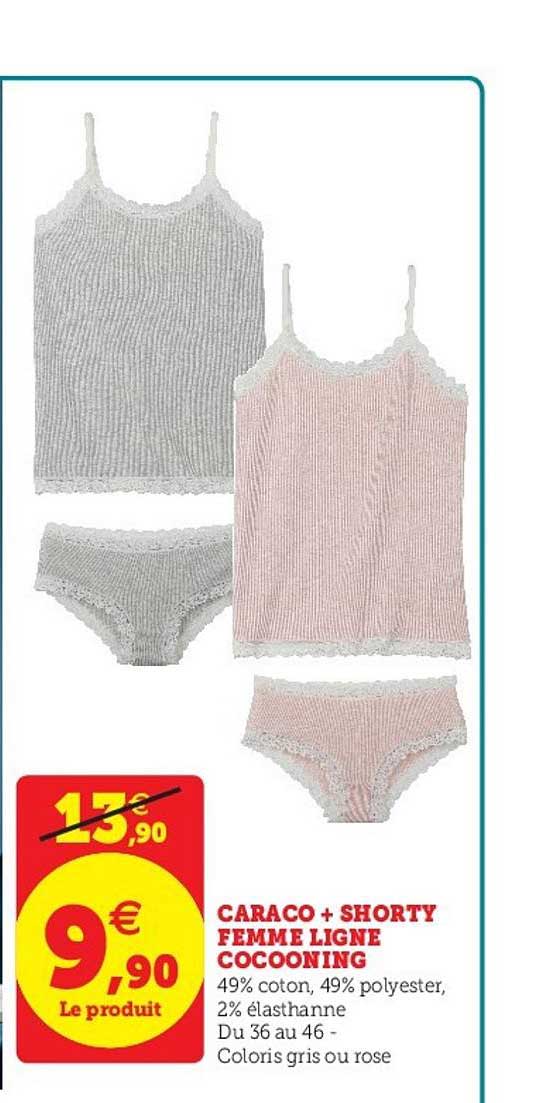 caraco + shorty femme ligne cocooning