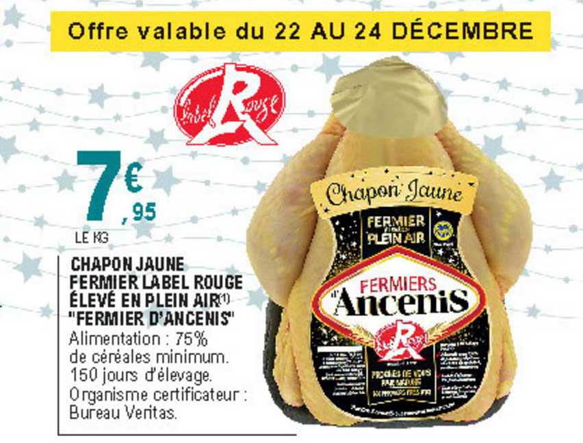 chapon jaune fermier label rouge élevé en plein air "fermier d'ancenis"