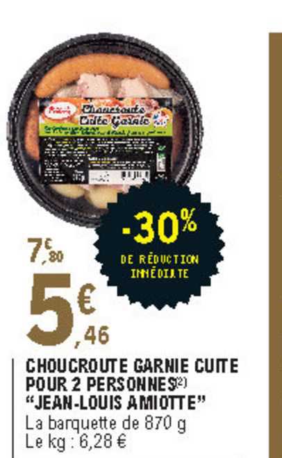 choucroute garnie cuite pour 2 personnes "jean-louis amiotte"